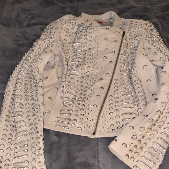 Alice + Olivia Jackets & Blazers - Authentic Alice + Olivia Embellished Leather Jacket